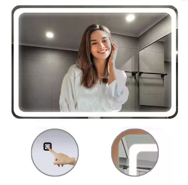 Espelho Retangular com LED 70x50cm – Espelho de Camarim com Touch_1 Espelho Retangular com LED 70x50cm – Espelho de Camarim com Touch