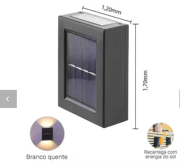 Arandela Solar de Parede LED Slim – Luz Quente e Resistente à Água (IP65)_03 Arandela Solar de Parede LED Slim – Luz Quente e Resistente à Água (IP65)