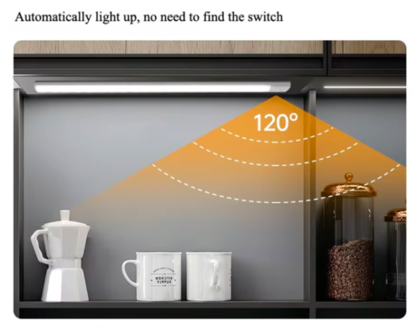 Luz LED Inteligente com Sensor de Movimento 40cm – Recarregável e Magnética